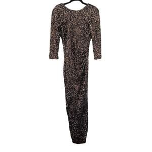 NEW LK Bennett Quinny Gold Sequin Ruched Gown Size 4 Sparkly Event Gala NYE